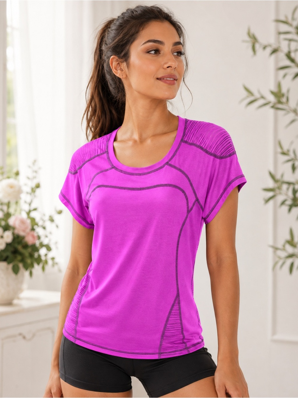 •FILA Sport Pink Performance Athletic Top Size M Short Sleeve Workout Running